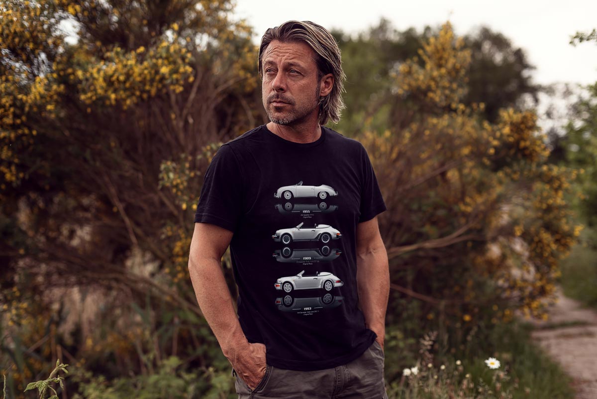 Man in car-themed shirt outdoors in Australia