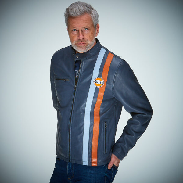 Gulf Leather Roadmaster Jacket-Navy